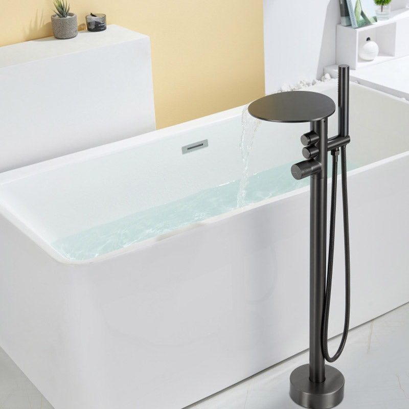 Boelon Luxury Floor-Mounted Waterfall Bathtub Shower Faucet with Storage Shelf