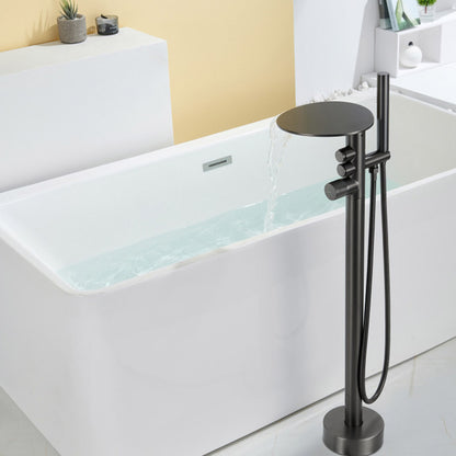 Boelon Luxury Floor-Mounted Waterfall Bathtub Shower Faucet with Storage Shelf