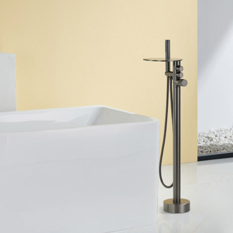 Boelon Luxury Floor-Mounted Waterfall Bathtub Shower Faucet with Storage Shelf