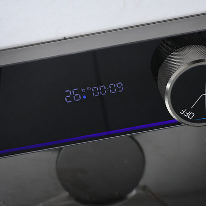 Hydro-powered battery-free LED digital display showing water temperature on Boelon sink