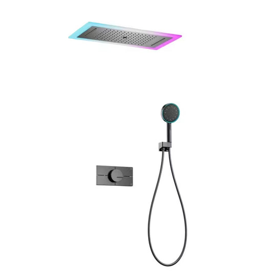 Boelon Luxury Recessed Brass Rainfall Shower System with Waterfall and Ambient Lighting