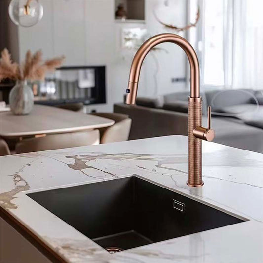 Boelon Luxury Solid Brass Pull-Out Kitchen Faucet with 360° Swivel