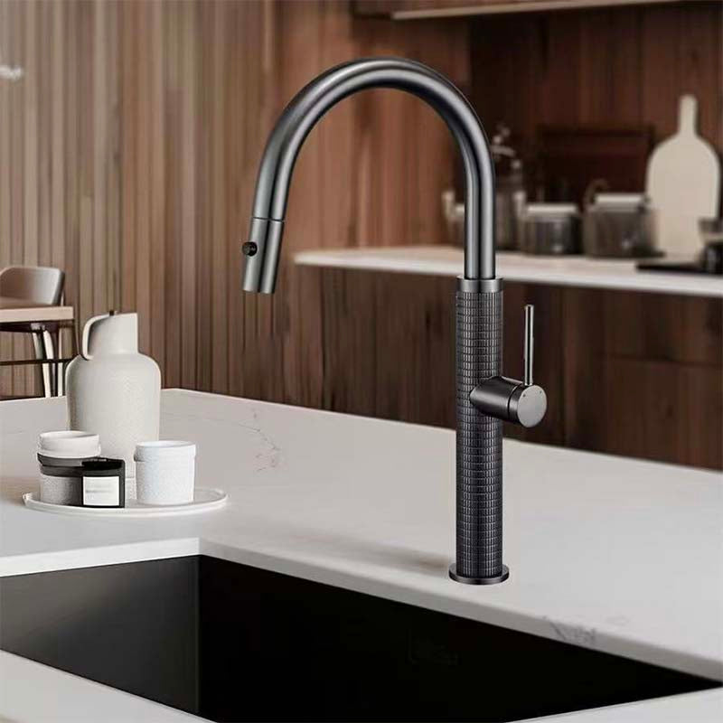 Boelon Luxury Solid Brass Pull-Out Kitchen Faucet with 360° Swivel