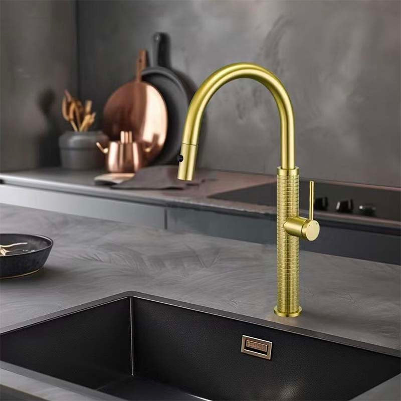 Boelon Luxury Solid Brass Pull-Out Kitchen Faucet with 360° Swivel