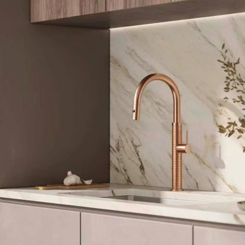 Boelon Luxury Solid Brass Pull-Out Kitchen Faucet with 360° Swivel