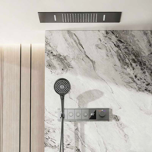 Boelon Minimalist Concealed Shower System with LED Display and Wide Rainfall Panel