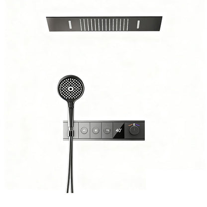 Boelon Minimalist Concealed Shower System with LED Display and Wide Rainfall Panel