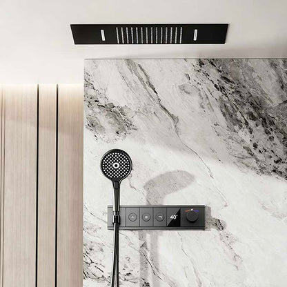 Boelon Minimalist Concealed Shower System with LED Display and Wide Rainfall Panel