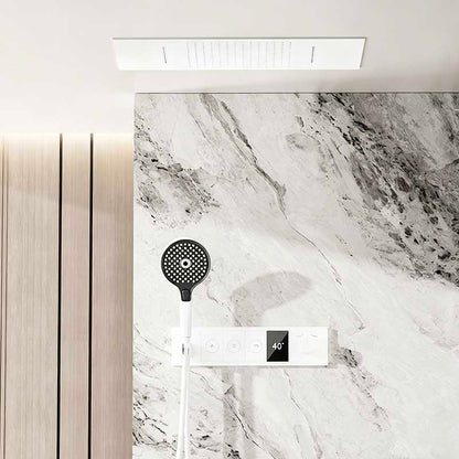 Boelon Minimalist Concealed Shower System with LED Display and Wide Rainfall Panel
