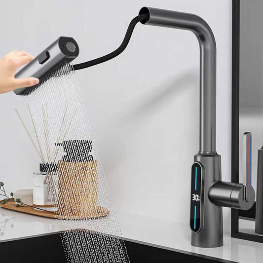 Boelon Rainfall Pull-Out Kitchen Faucet with Digital Display