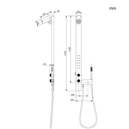 Boelon Rainfall Shower System with Body Spray and Hand Shower
