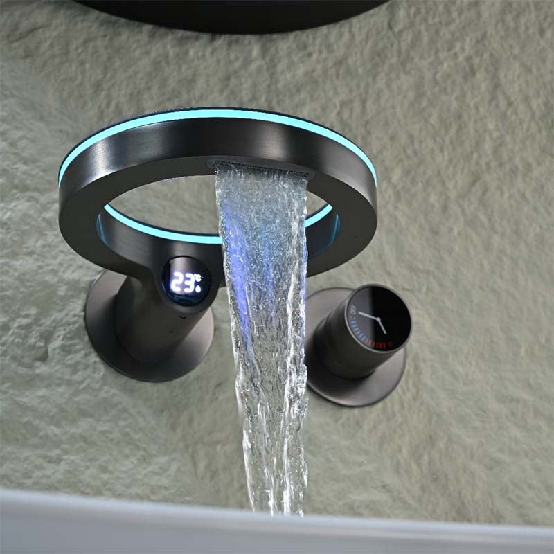 Boelon Ring-Design LED Digital Waterfall Basin Faucet