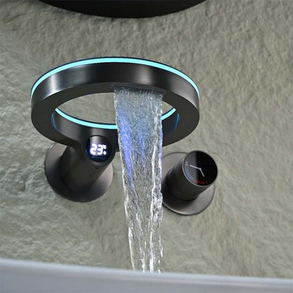 Boelon Ring-Design LED Digital Waterfall Basin Faucet