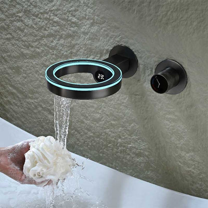 Boelon Ring-Design LED Digital Waterfall Basin Faucet