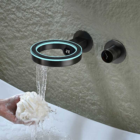 Boelon Ring-Design LED Digital Waterfall Basin Faucet