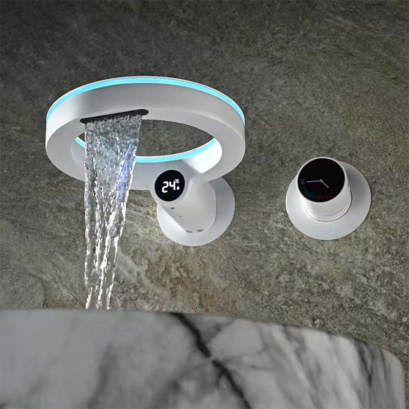 Boelon Ring-Design LED Digital Waterfall Basin Faucet