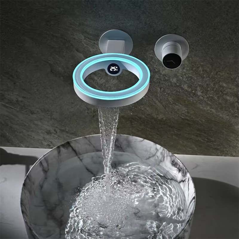 Boelon Ring-Design LED Digital Waterfall Basin Faucet
