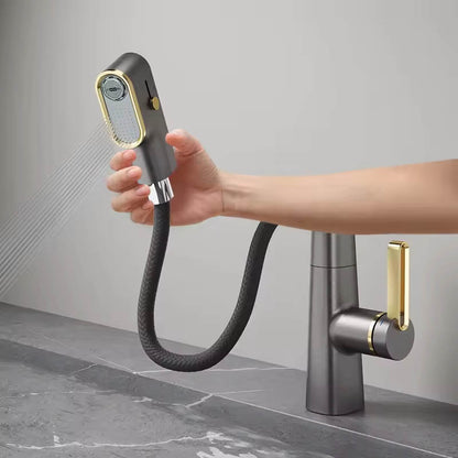 Boelon Solid Brass Digital Basin Faucet with Pull-Out Nozzle