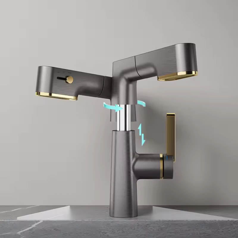 Boelon Solid Brass Digital Basin Faucet with Pull-Out Nozzle