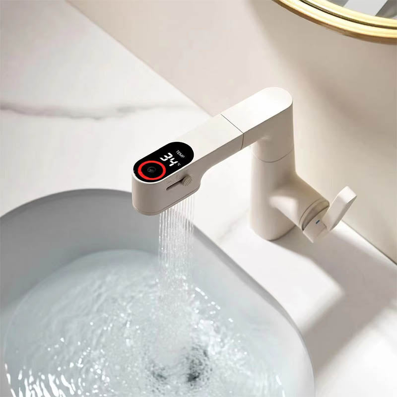 Boelon Solid Brass Digital Basin Faucet with Pull-Out Nozzle