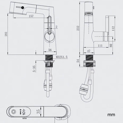 Boelon Solid Brass Digital Basin Faucet with Pull-Out Nozzle