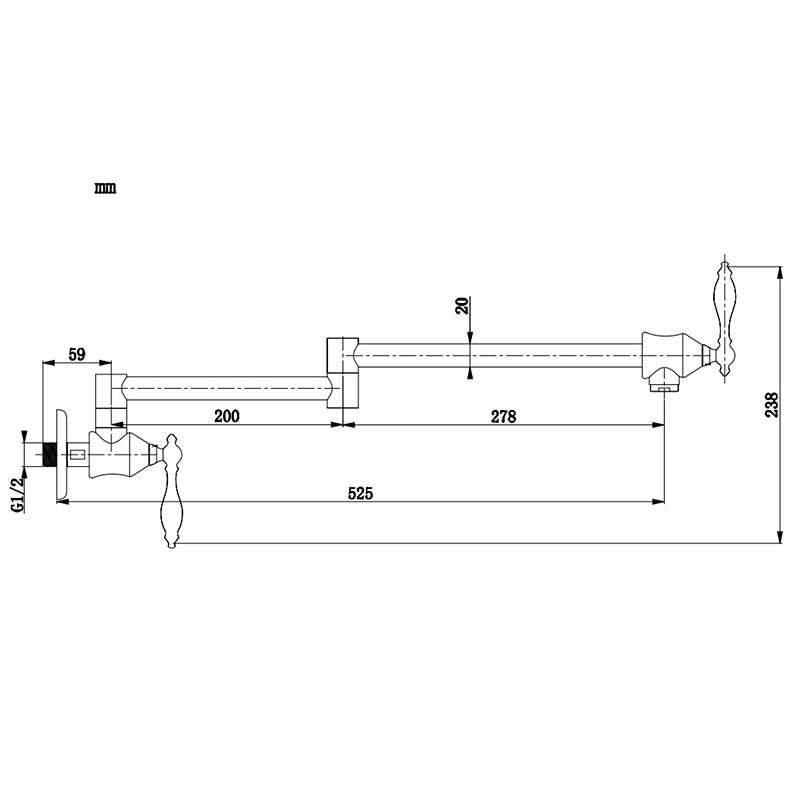 Boelon Solid Brass Folding Wall-Mounted Single Cold Kitchen Faucet