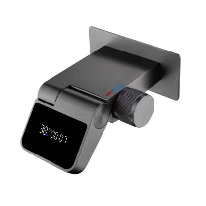Boelon White Brass Foldable Basin Faucet with LED Display and Waterfall Spout