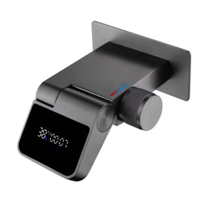 Boelon White Brass Foldable Basin Faucet with LED Display and Waterfall Spout