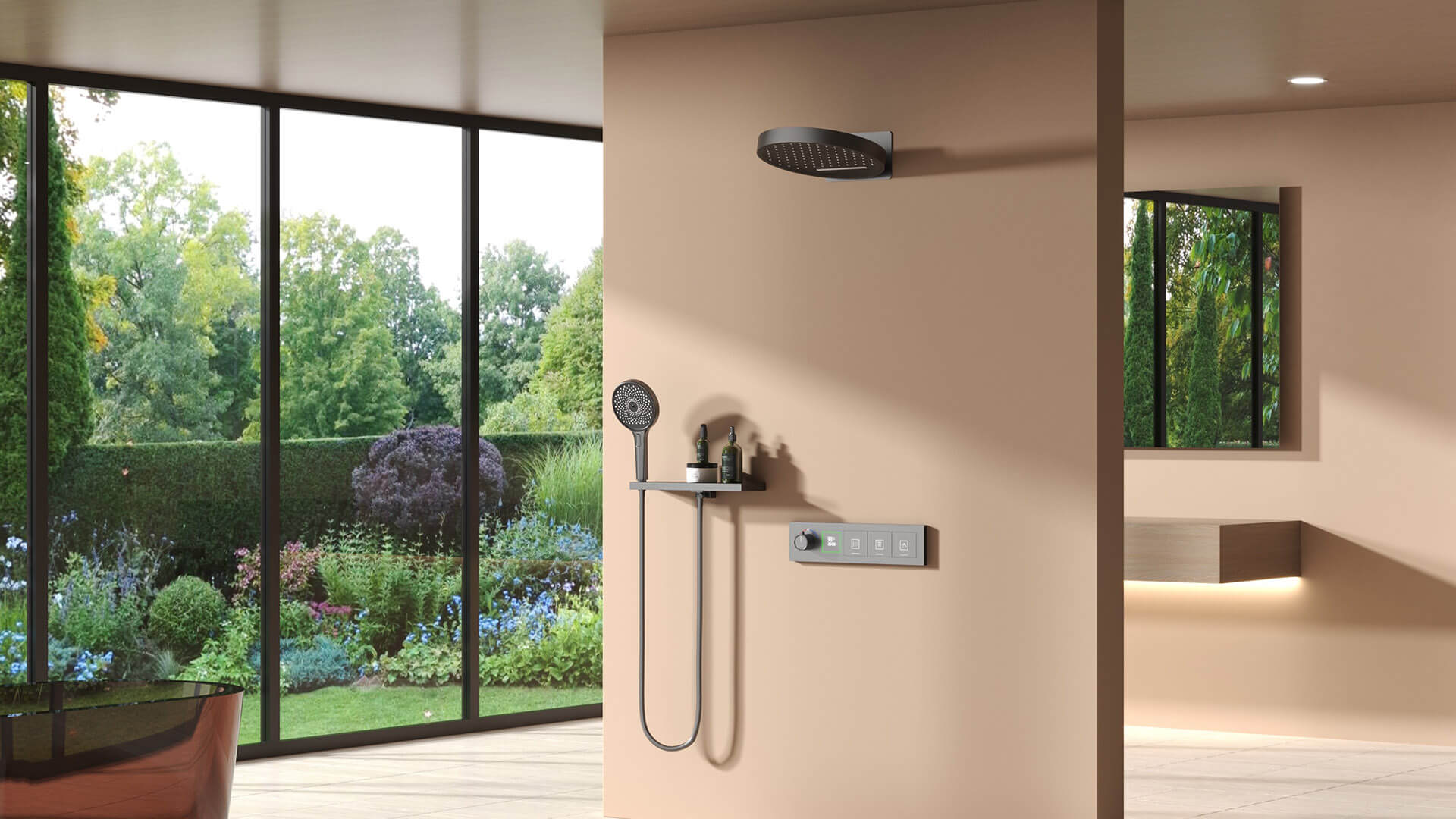 Boelon Smart Shower System with Real-time Digital Thermal Display and Hydro-powered LED Rainfall Shower Head