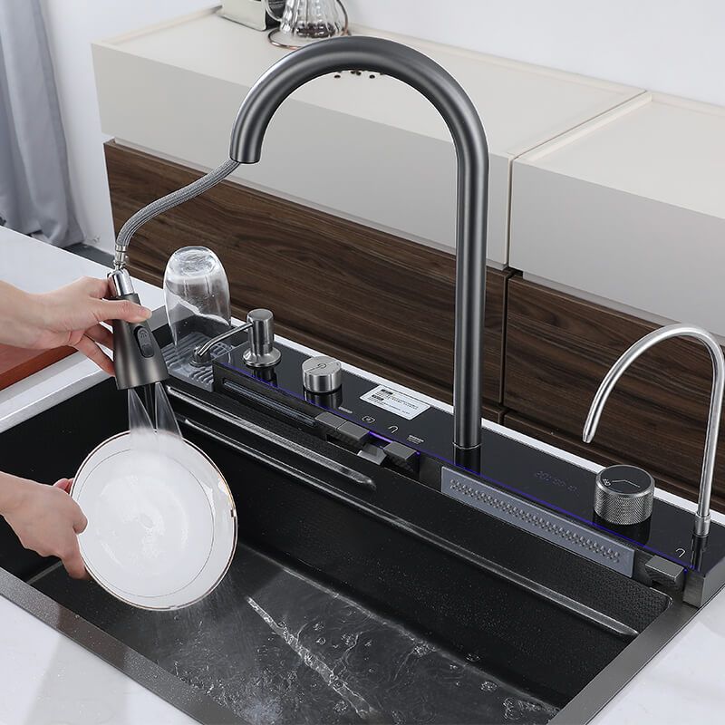 Boelon Luxury Kitchen Sink with Digital Display and Waterfall Design